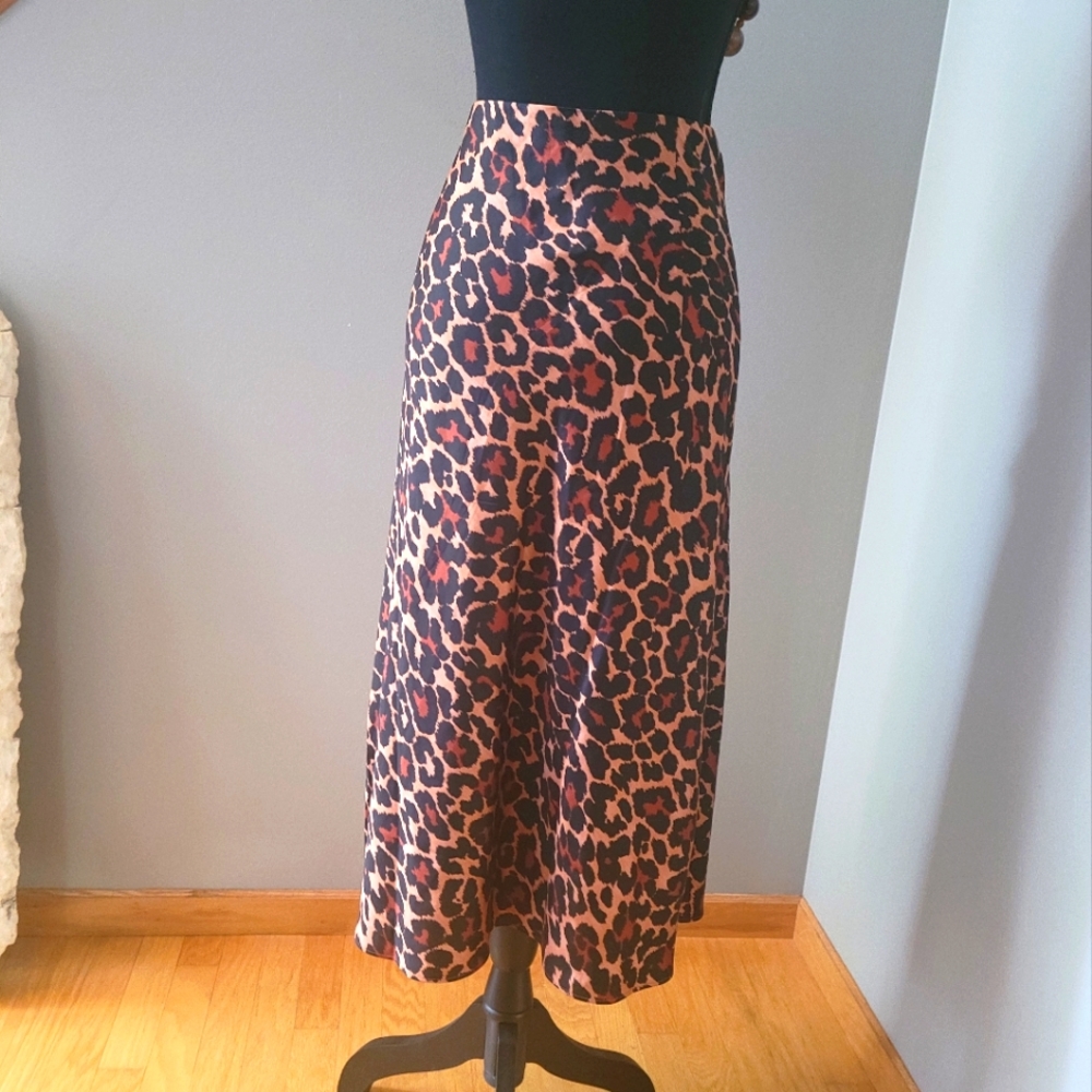 J. Crew Pull-on slip skirt in leopard.
